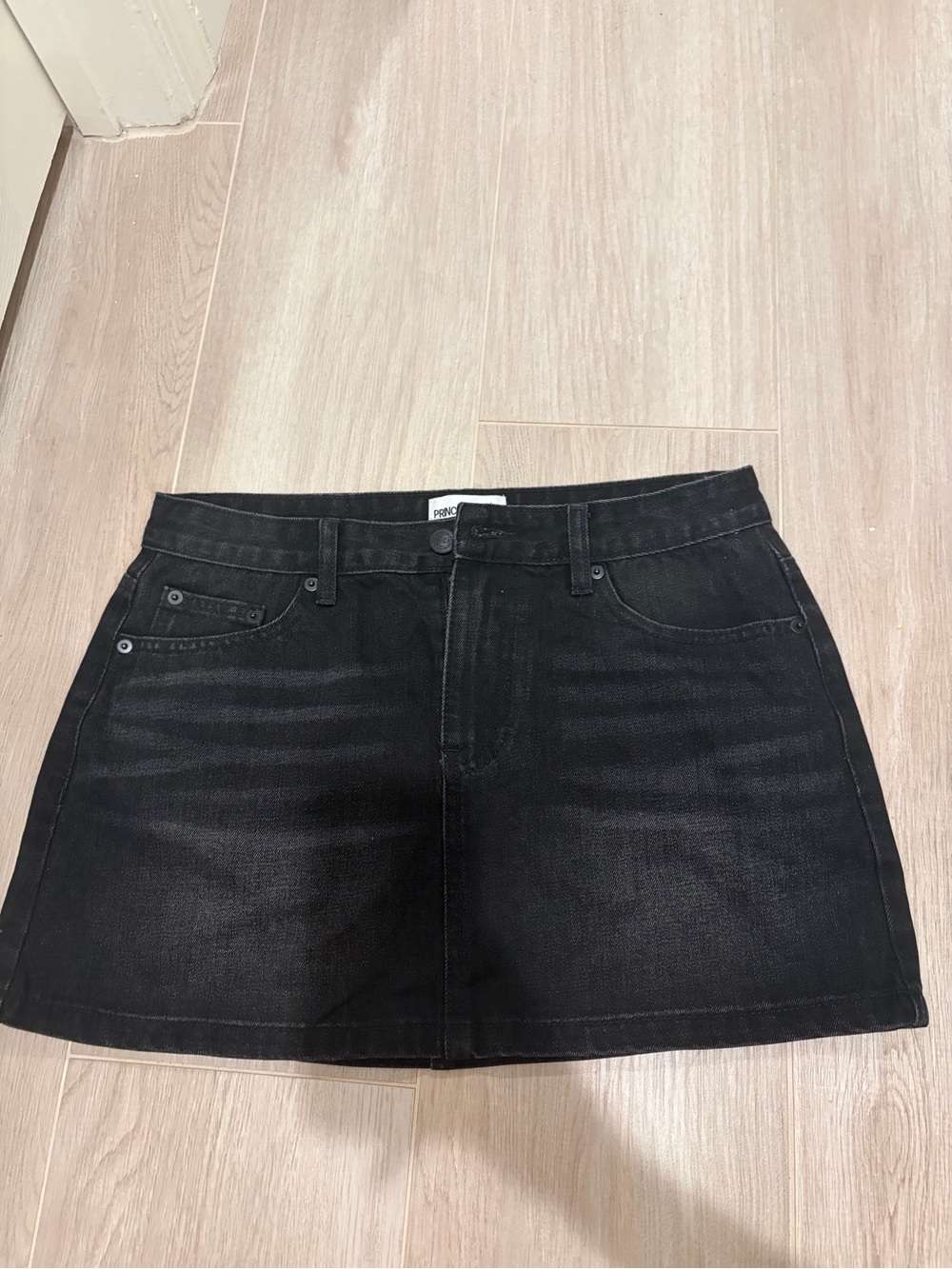 Princess Polly Black Denim Mini Skirt. Never worn